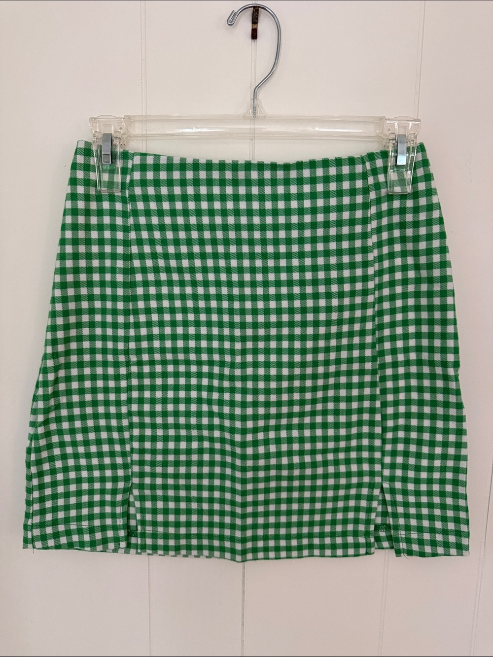 Green Gingham Pattern Mini Skirt